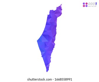 Vector Israel cartografiar el colorido mosaico triángulo de polígono con fondo blanco. degradado de estilo.
