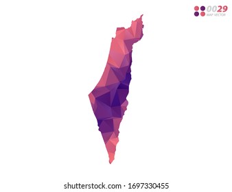 Vector of Israel map colorful polygon red triangle mosaic with white background. style gradient.