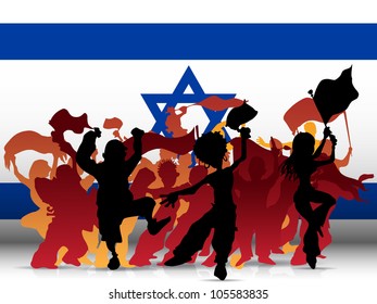 Vector - Israel Sport Fan Crowd with Flag