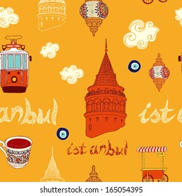 Vector Istanbul street seamless pattern.