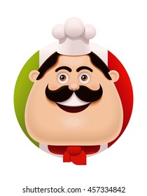 Vector Italian Chef With Mustache Icon