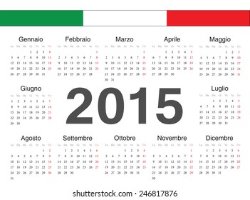 Vector Italian circle calendar 2015. Week starts from Monday.