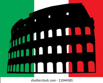 Vector of the italian flag and the Colosseum
