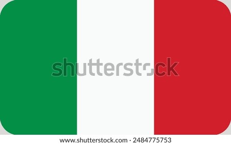 Vector of Italian flag.Flag of Italy, in correct size, proportions and colors. Vector illustration. Italian Republic. Tricolour featuring three equally sized vertical pales of green, white and red