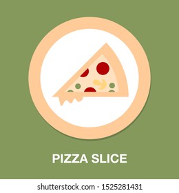 Vector Italian Pizza Illustration, Fast Food Sign - Restaurant Symbol Isolated