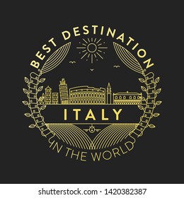 Vector Italy City Badge, Linear Style