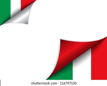 Vector - Italy Country Flag Turning Page