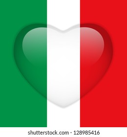 Vector - Italy Flag Heart Glossy Button