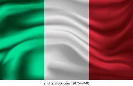 Vector Italy flag, three dimensional render, satin texture