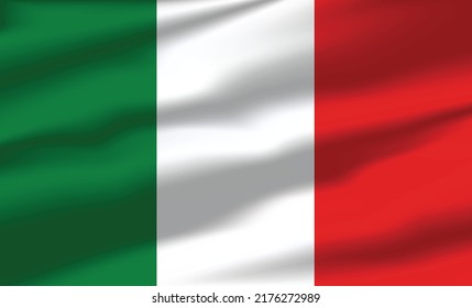 Vector Italy Flag Waving Realistic Flowing Flags