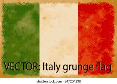 VECTOR: Italy grunge flag on the vintage paper using for background