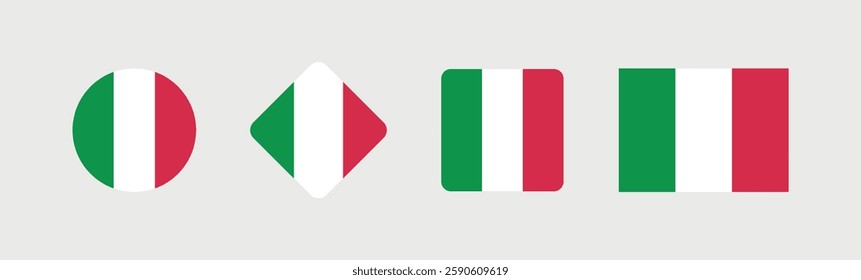 Vector Italy National Flag icon collection. Flag set of Italy various styles.