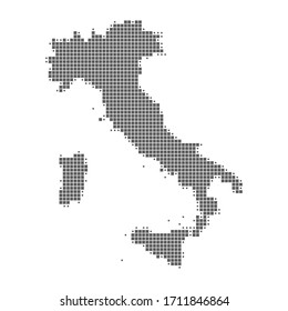 Vector of the Italy in a pixel art style. Map with light medical concept for Covid-19