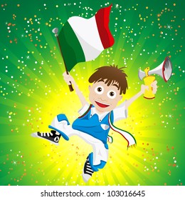 Vector - Italy Sport Fan with Flag and Horn