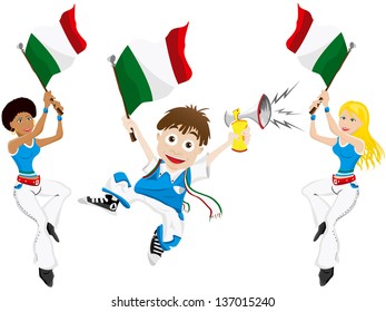 Vector - Italy Sport Fan with Flag and Horn