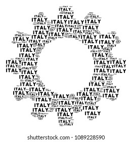 Vector italy text icons are grouped into cog composition. Service design concept constructed of italy text components.