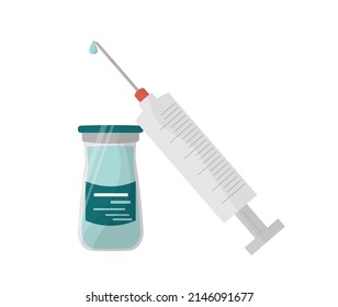 Vector items for vaccination against covid-19, coronavirus vaccines, vaccine development. Syringe, injection, medications, vitamins, protective. Use advertising, banner, poster.