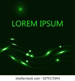 Vector Iustration Magic Green Abstract Background. Template for text. Shining effect.