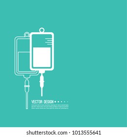 Vector Iv Bag Icon. Saline Symbol On Background.  The Concept Of Treatment And Therapy, Chemotherapy. 