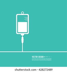 Vector iv bag icon. Saline symbol on background. 