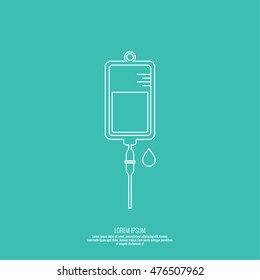 Vector Iv Bag Icon. Saline Symbol On Background.  The Concept Of Treatment And Therapy, Chemotherapy.