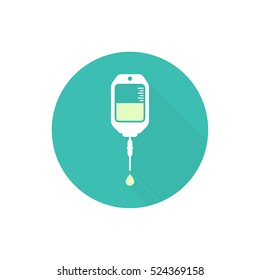 Vector iv bag icon. Saline symbol on background.  