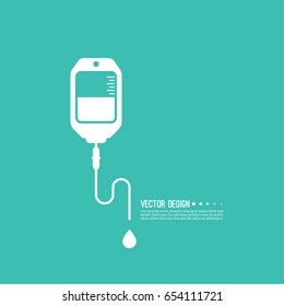 Vector Iv Bag Icon. Saline Symbol On Background.  The Concept Of Treatment And Therapy, Chemotherapy. 