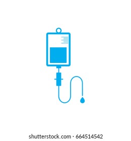 Vector iv bag icon. Saline symbol on background. The concept of treatment and therapy, chemotherapy. Modern design flat design, web button