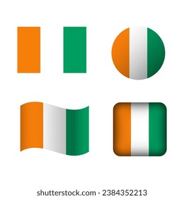 Vector Ivory Coast National Flag Icons Set