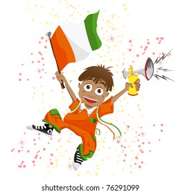 Vector - Ivory Coast Sport Fan with Flag and Horn
