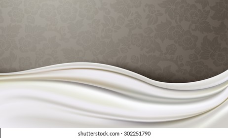 Vector of  Ivory Silk Fabric on Brown Patterned Background