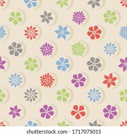Vector ivory small dot and floral seamless pattern background. Perfect for fabric, wallpaper,scrapbooking project.