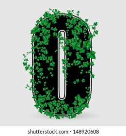Vector ivy leaf decorated number zero illustration