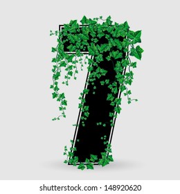 Vector ivy leaf decorated number seven illustration