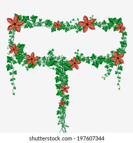 Vector Ivy leafs message bubble with flowers, illustration