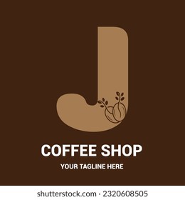 Design-Vorlage für das Coffee-Bohnen-Logo von Vector J Brief, Vektorgrafik