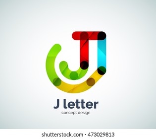 Logotipo de letra vectorial j, plantilla de logotipo geométrico abstracto, creada con elementos superpuestos