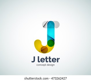 Logotipo de letra vectorial j, plantilla de logotipo geométrico abstracto, creada con elementos superpuestos