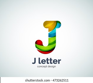 Vector j letter logo, abstract geometric logotype template, created with overlapping elements