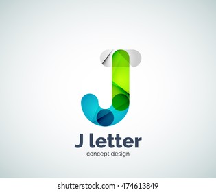 Vector j letter logo, abstract geometric logotype template, created with overlapping elements