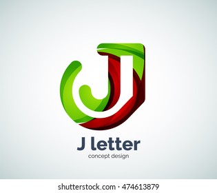 Vector j letter logo, abstract geometric logotype template, created with overlapping elements