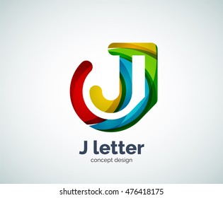 Vector j letter logo, abstract geometric logotype template, created with overlapping elements