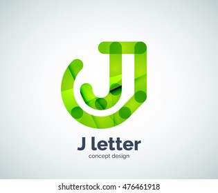 Logotipo de letra vectorial j, plantilla de logotipo geométrico abstracto, creada con elementos superpuestos