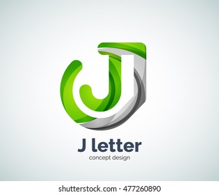 Vector j letter logo, abstract geometric logotype template, created with overlapping elements