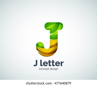Vector j letter logo, abstract geometric logotype template, created with overlapping elements