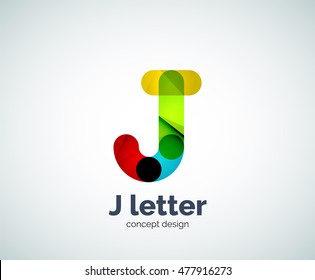 Logotipo de letra vectorial j, plantilla de logotipo geométrico abstracto, creada con elementos superpuestos