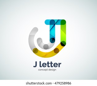 Vector j letter logo, abstract geometric logotype template, created with overlapping elements