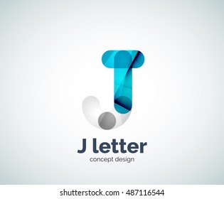 Logotipo de letra vectorial j, plantilla de logotipo geométrico abstracto, creada con elementos superpuestos