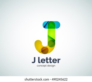Vector j letter logo, abstract geometric logotype template, created with overlapping elements