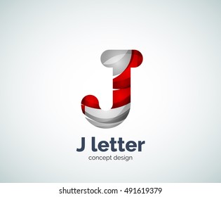 Logotipo de letra vectorial j, plantilla de logotipo geométrico abstracto, creada con elementos superpuestos